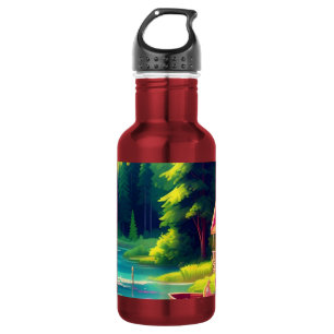 Nature Scenery with Pink Cottage-68884 532 Ml Water Bottle