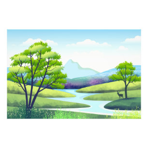 Nature Scenery with River Photo Print