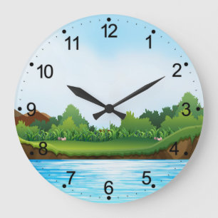 Nature Scenery with River Tank-22805 Large Clock