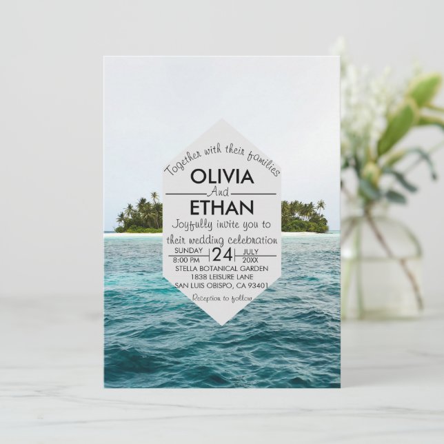 nature seaside island Wedding Invitation (Standing Front)