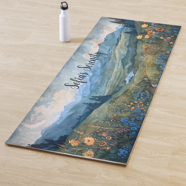 Nature Seen Mountains Flowers River Serenity Yoga Mat (In Situ)