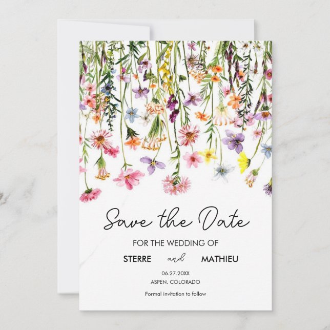 Nature Simple Wildflowers Save The Date (Front)