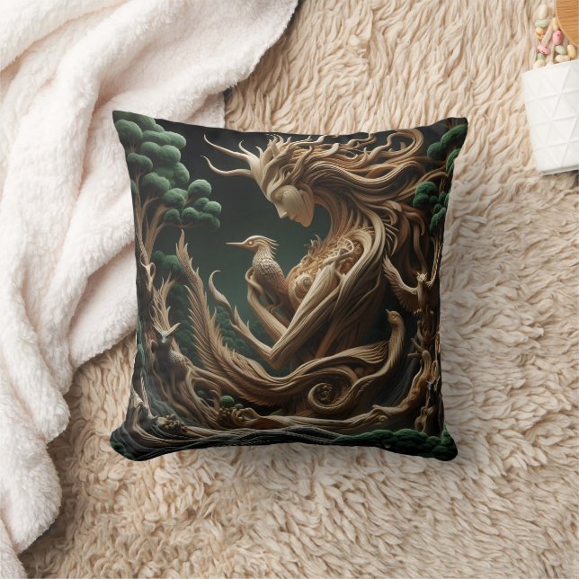 Nature Spirit Embraces Wildlife in Forest Cushion (Blanket)