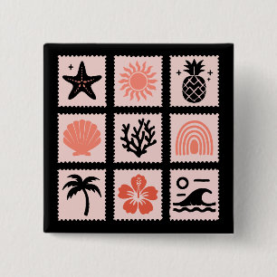 Nature stamp collage 15 cm square badge