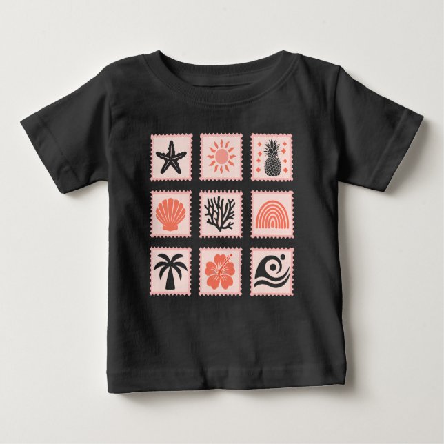 Nature stamp collage baby T-Shirt (Front)