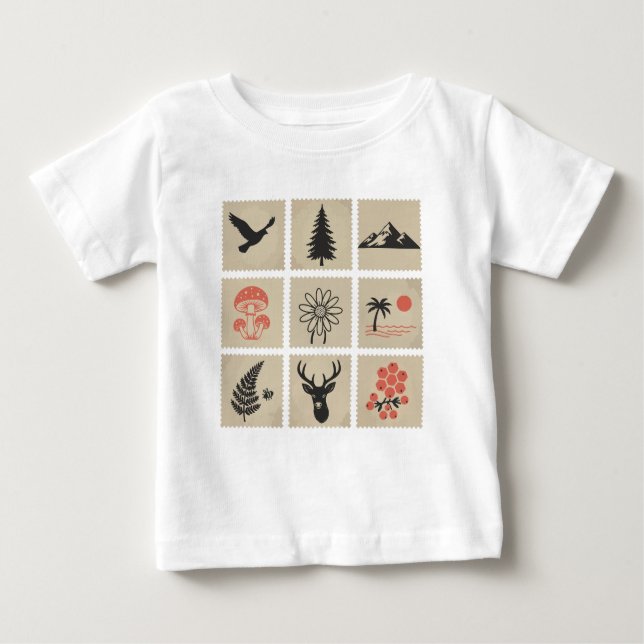 Nature stamp collage baby T-Shirt (Front)