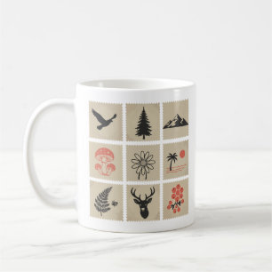 Nature stamp collage coffee mug