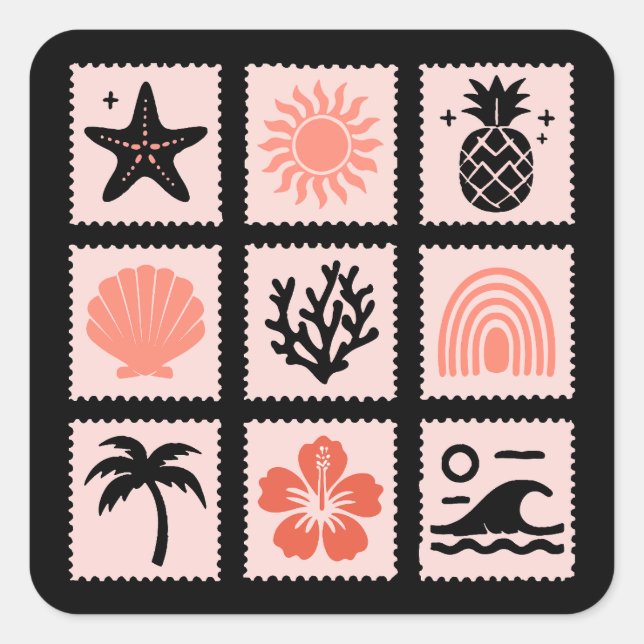 Nature stamp collage square sticker (Front)