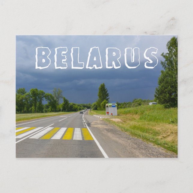 Nature Stormy Landscape Scenery Road Belarus Postcard (Front)