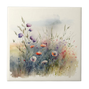 Nature Style Field Flowers Ceramic Tile