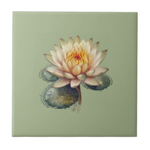 Nature Style Water Lily Ceramic Tile