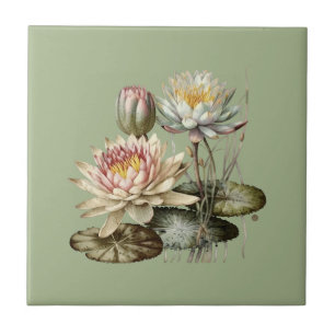 Nature Style Water Lily Ceramic Tile