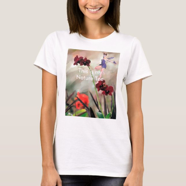 Nature Tee Shirt with Fairy & Flowers (Front)