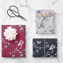 Nature Theme Botanical Berries & Leaves Christmas