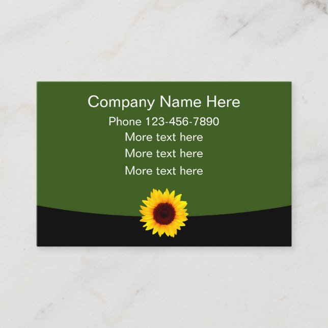 Nature Theme Sunflower Modfern Design Business Card (Front)