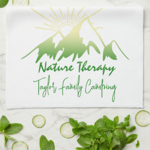 Nature therapy Family camping personalised Tea Towel