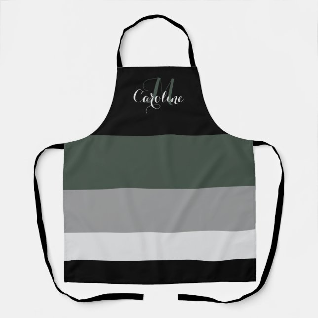 Nature-Toned Black and Sage Apron  (Front)