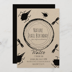 Nature Trail Insect Bug Butterfly Birthday Rustic Invitation