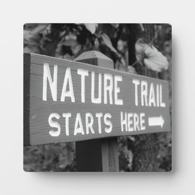 Nature Trail Starts Here sign rustic photo Plaque (Front)