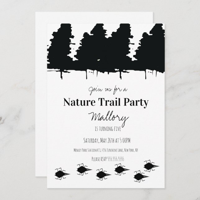 Nature Trail Woods Adventure Birthday Party Invitation (Front/Back)