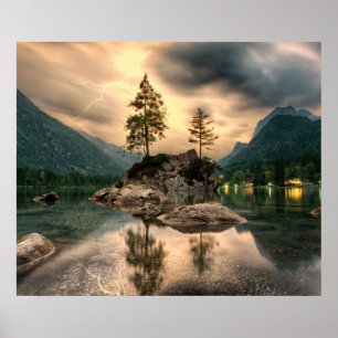 Nature Travels - Water Mountains Landscape Poster