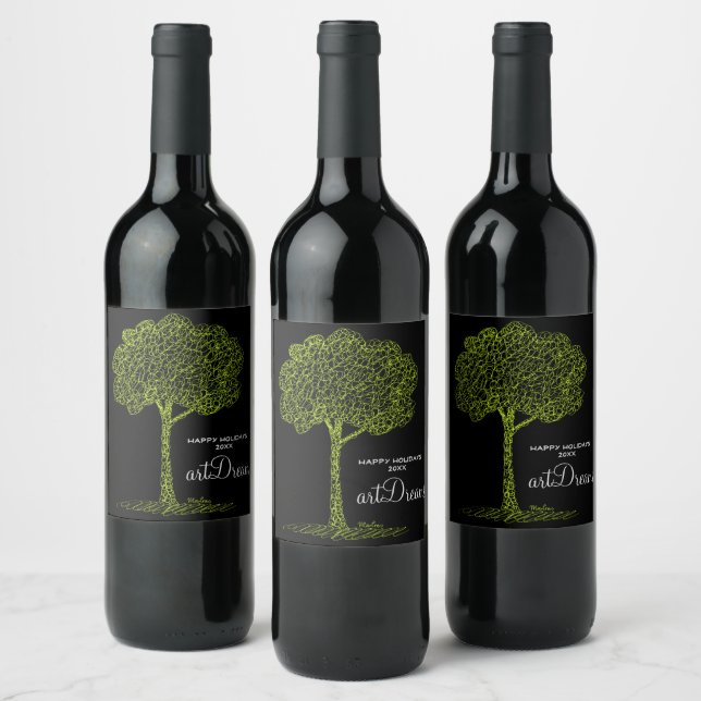 Nature Tree Drawing Wine Label (Bottles)