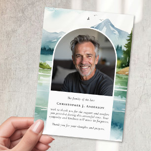 Nature Trees Lake Photo Sympathy Funeral Memorial Thank You Card