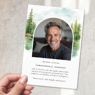 Nature Trees Lake Photo Sympathy Funeral Memorial Thank You Card