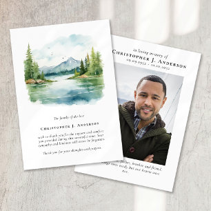 Nature Trees Lake Photo Sympathy Funeral Memorial Thank You Card