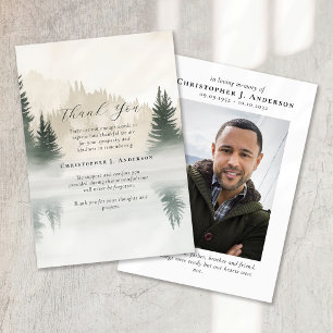 Nature Trees Lake Photo Sympathy Funeral Memorial Thank You Card