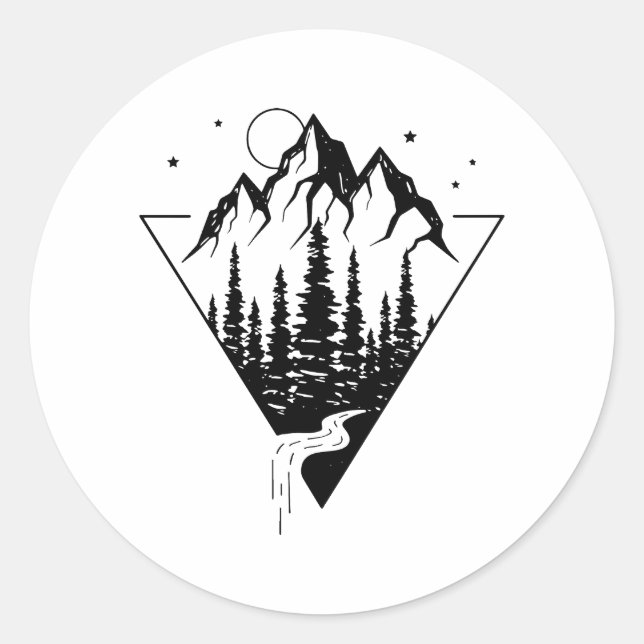 Nature Triangle Monogram Classic Round Sticker (Front)