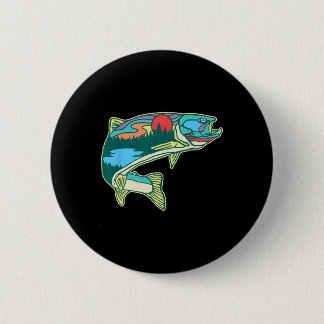 Nature Trout Illustration Vintage Fly Fishing Retr 6 Cm Round Badge