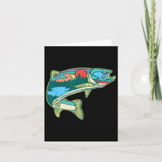 Nature Trout Illustration Vintage Fly Fishing Retr Card