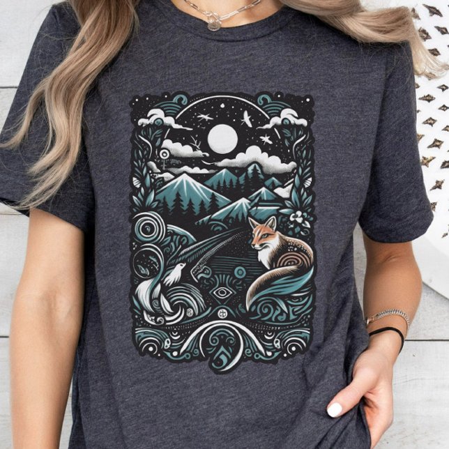 Nature Tshirt, Fox in Nature, Mountain Scene, Wild T-Shirt (Creator Uploaded)