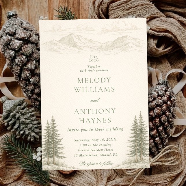 Nature Wedding with Pine Trees Mountain Landscape Invitation (Creator Uploaded)