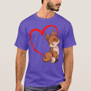 Nature Wildlife Fox Lover Heart Forest Animal Love T-Shirt