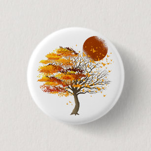 Nature Wildlife Full Moon Tree Flock Of Birds Fore 3 Cm Round Badge