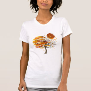 Nature Wildlife Full Moon Tree Flock Of Birds Fore T-Shirt