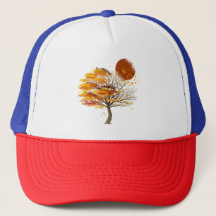 Nature Wildlife Full Moon Tree Flock Of Birds Fore Trucker Hat