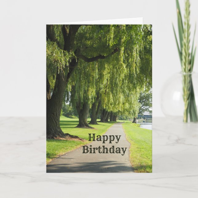 Nature Willow River Pathway Photo Birthday Card (Front)