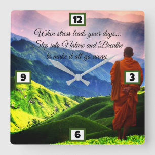 Nature Wisdom Square Wall Clock