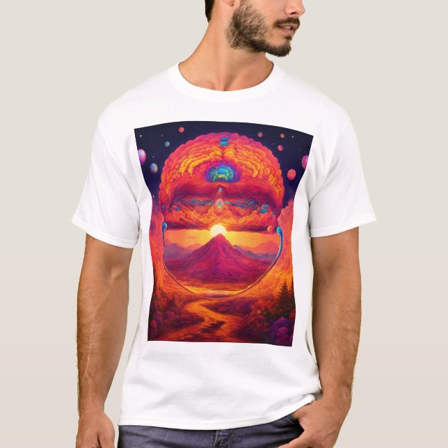 nature with trippy and psychedelic motivation T-Shirt (Front)