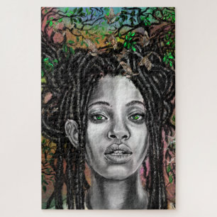 Nature Woman and Birds Jigsaw Puzzle
