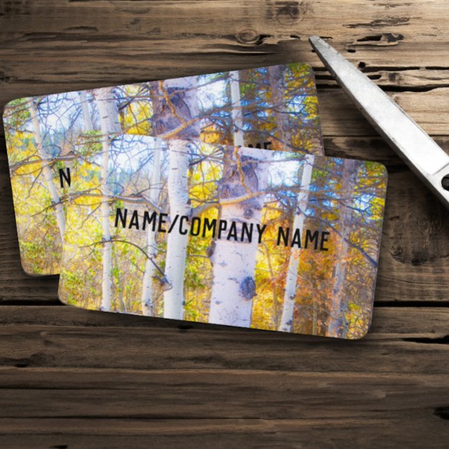 nature yellow aspen fall landscape photo art  business card (Nature business cards)