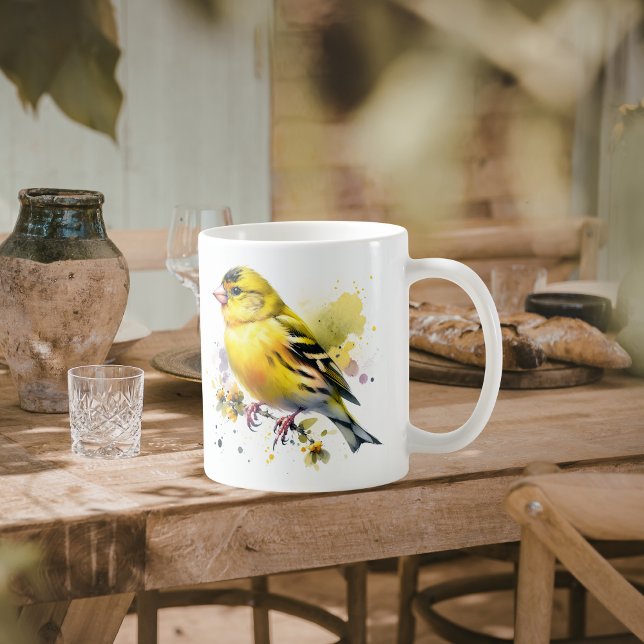 Nature Yellow Bird Watercolor Coffee Mug (Creator Uploaded)