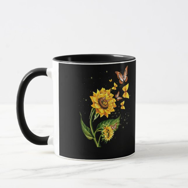 Nature Yellow Flower Blossom Butterfly Floral Mug (Left)