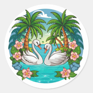 NatureLovers , Swans Classic Round Sticker