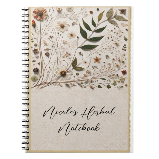 Nature's Beauty Botanical Flowers & Leaves Herbal Notebook (Front)
