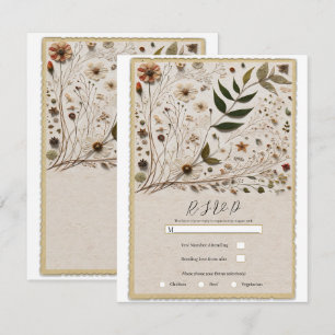 Nature's Beauty Botanical Flowers & Leaves RSVP Invitation