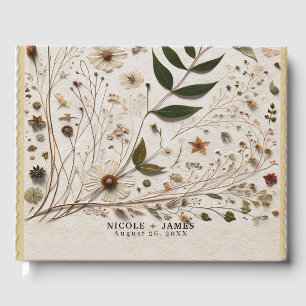 Nature's Beauty Botanical Flowers & Leaves Wedding Guest Book